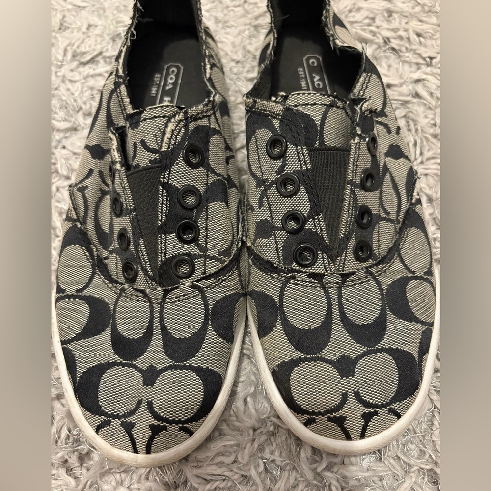 Coach Black and Gray Sneakers with Monogram Pattern